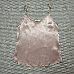 Babaton Aritzia Satin V-Neck Camisole Tank Top Bronze Brown XXS Adjustable Strap